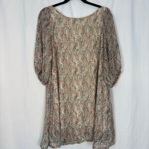 Audrey 3+1 feather print dress ties in back size large
